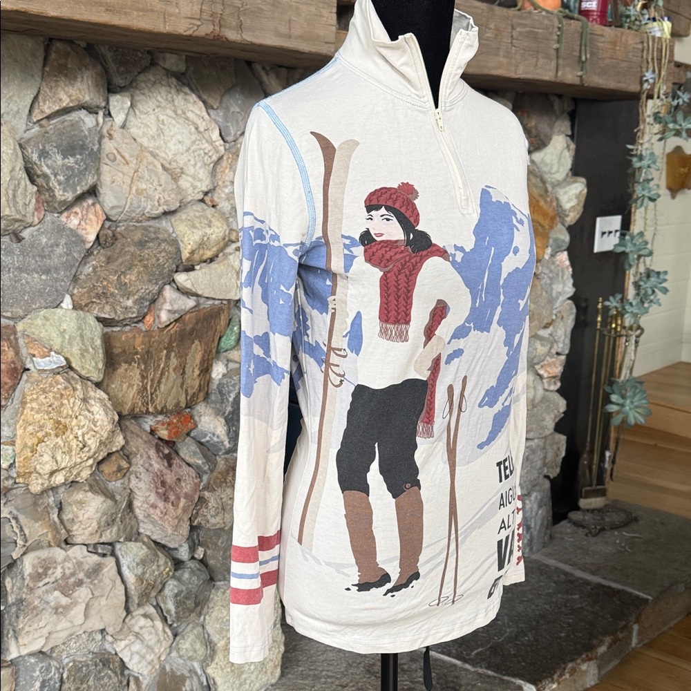 Neve Silk Vintage Pattern Base Layer Ski Long Sleeve Top Women’s Small - Picture 3 of 15